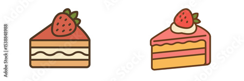 Deliciously decorated strawberry cakes displayed on a clean white background