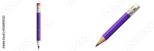 Purple pencils are displayed in contrasting positions, showcasing their vibrant color and unique design for creative writing and drawing