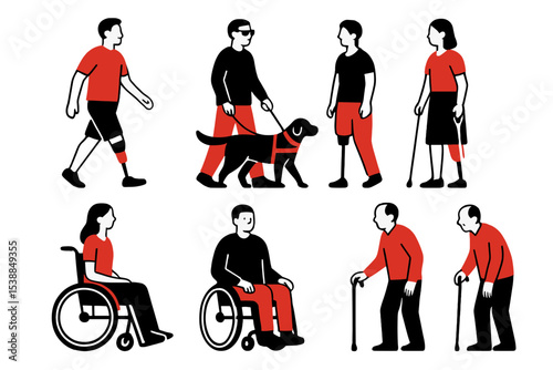 Diverse individuals engaging in various activities highlighting mobility and companionship in community settings