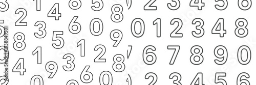 Collection of numbers arranged in various patterns across a plain background for educational and creative use