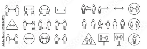 Visual guide displaying social distancing measures and behaviors in various settings for public awareness