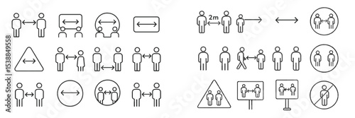 Social distancing signage highlighting safe practices for individuals in public spaces during pandemic times