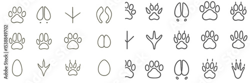 Various animal tracks and paw prints displayed on a white background for educational purposes