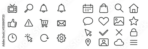 Collection of minimalist icons representing various activities and functions in everyday life organized in two rows on a clean white background