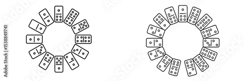 Unique circular arrangement of dominoes creates interesting visual patterns and designs for games and decoration
