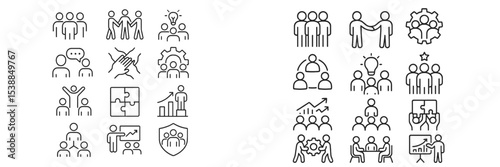 Illustrations depicting teamwork, collaboration, and growth in a professional environment during daytime