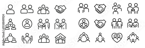Various collaborative and community support icons representing teamwork, partnership, and connection