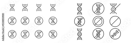 Multiple representations of DNA structures and their variations showcasing genetic concepts and scientific symbolism