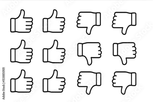 Thumbs up and thumbs down icons arranged in a grid for feedback representation