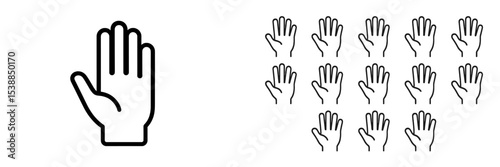 Gestures of communication with open hands illustrated in a minimalistic design on a white background