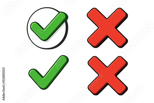 Symbols indicating correct and incorrect choices with checkmarks and crosses in a simple design suitable for instructional material