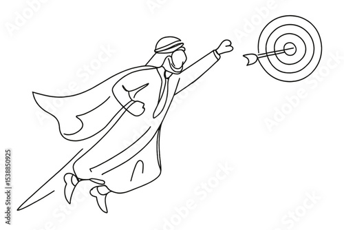 Individual in traditional attire aiming for a target in a concept of focus and achievement