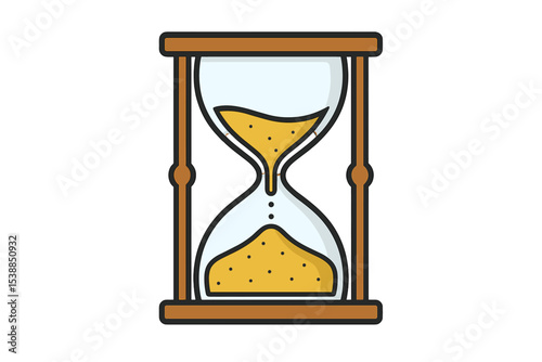 Elegant hourglass design displaying flowing sand, representing the passage of time and contemplation in a minimalist style