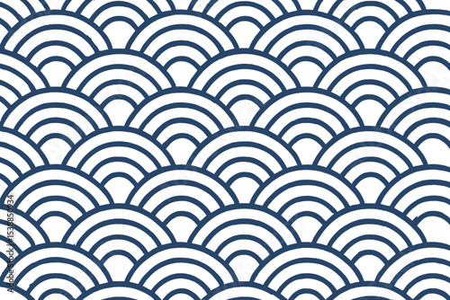 Elegant wave pattern decorates surface in calming blue and white colors for serene atmosphere