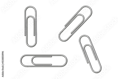 Various paper clips arranged in different positions on a clean white background