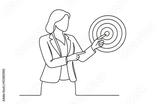 Business professional demonstrating focus on target achievement during a strategic planning session for future goals