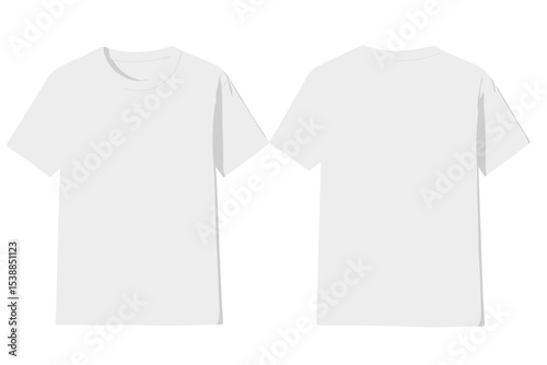 Plain white t-shirt displayed from front and back views against a minimalist background for clothing design inspiration