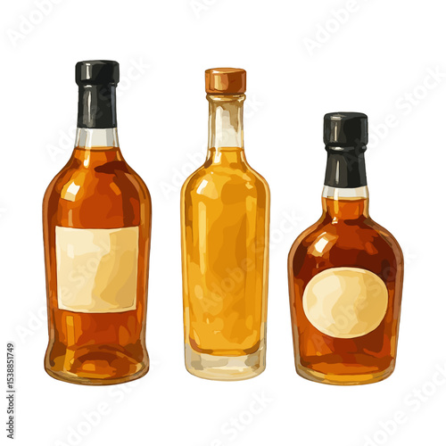 Whiskey Bottles Set in Different Sizes