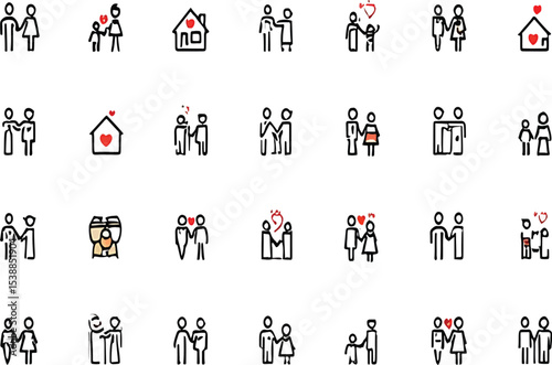 Family Icons Vector Illustrations of Diverse Family Units