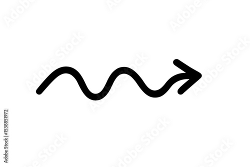 Wavy line with an arrow directing to the right in a minimalist style illustrating movement and direction