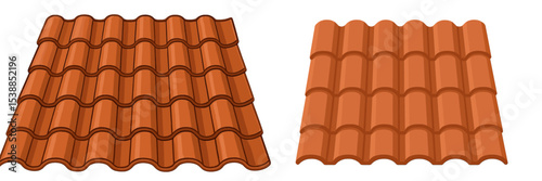 Comparison of two types of terracotta roof tiles showing distinct designs and textures for construction purposes