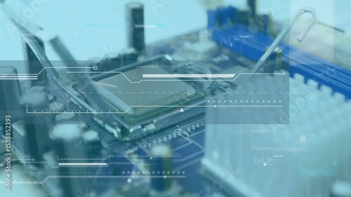 Tech hands grabbing CPU in electronics bench, aligning into socket then swinging lever locking chip