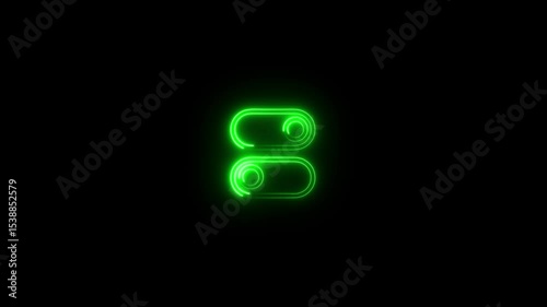 on off Neon glowing power button icon concept animated on a black background.