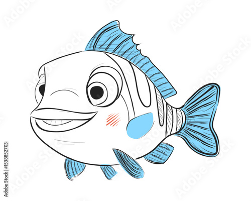 cute cartoon fish, fish animal illustration