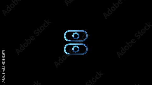 on off Neon glowing power button icon concept animated on a black background.