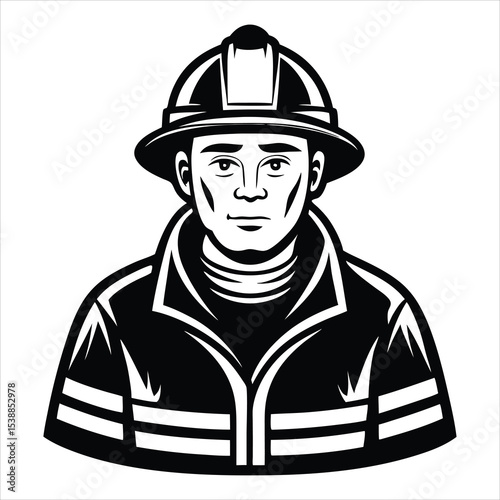 Firefighter Silhouette Vector Illustration – Emergency Rescue Worker, Fire Safety Icon, Community Hero, Firefighting Equipment, and Public Safety Graphic Design for Safety and Awareness Projects