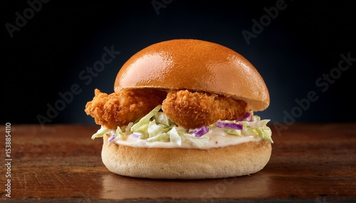 fried chicken slider with spicy mayo and slaw bold flavor layers perfect for gourmet comfort food campaigns and handheld food visuals
