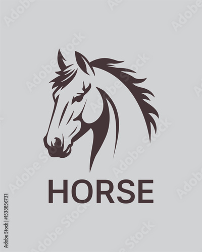 Minimalist and elegant, this image features a vector illustration of a horse's head in a monochromatic style, with fluid and detailed lines that convey strength and nobility. 