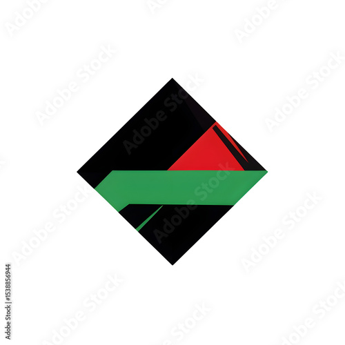 Free Download Juneteenth flag folded icon, red green black flat color design, clean modern look for PNG - GFXLoad
