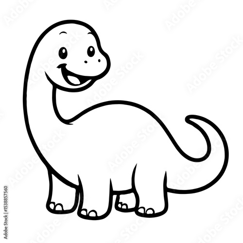 Cute Brachiosaurus Dinosaur Coloring Page - Happy Long-Necked Dino