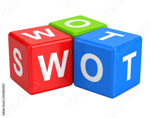 Three colorful cubes spelling out 