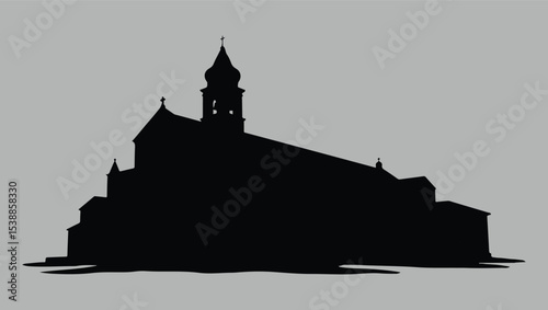 Silhouette of a Large Church