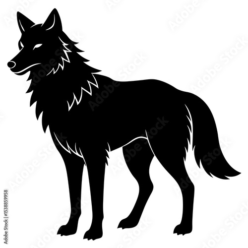 A wolf silhouette on white background
