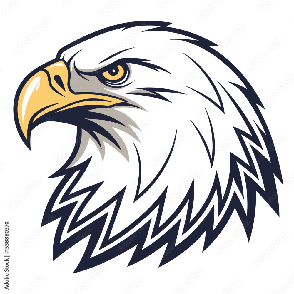 Obraz premium Bold eagle head illustration with transparent background vector