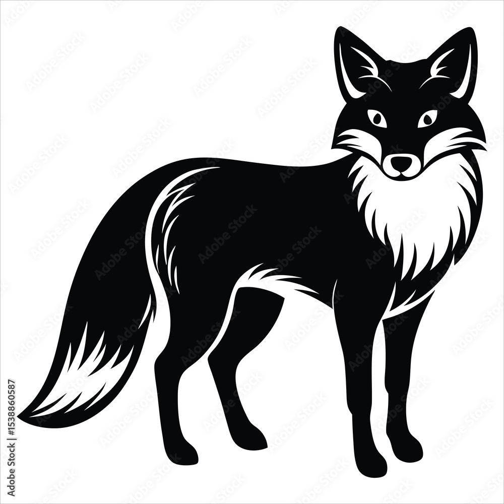 Obraz premium Fox Silhouette Vector Illustration – Wild Forest Animal, Clever Creature, Nature and Wildlife Design for Outdoor, Woodland, and Animal-Themed Projects