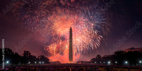 Explosive fireworks celebration washington d.C. Night event photography urban landscape festive viewpoint independence day spirit