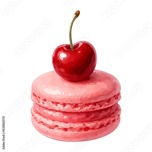Pink Macaron with Cherry on Top
