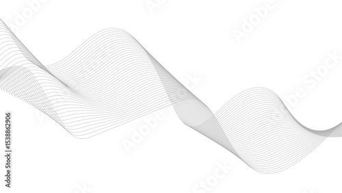 Thin wavy line abstract background. Wavy line horizontal divider outline minimalist background. Vector Illustration of Abstract Wavy Lines on Transparent Background