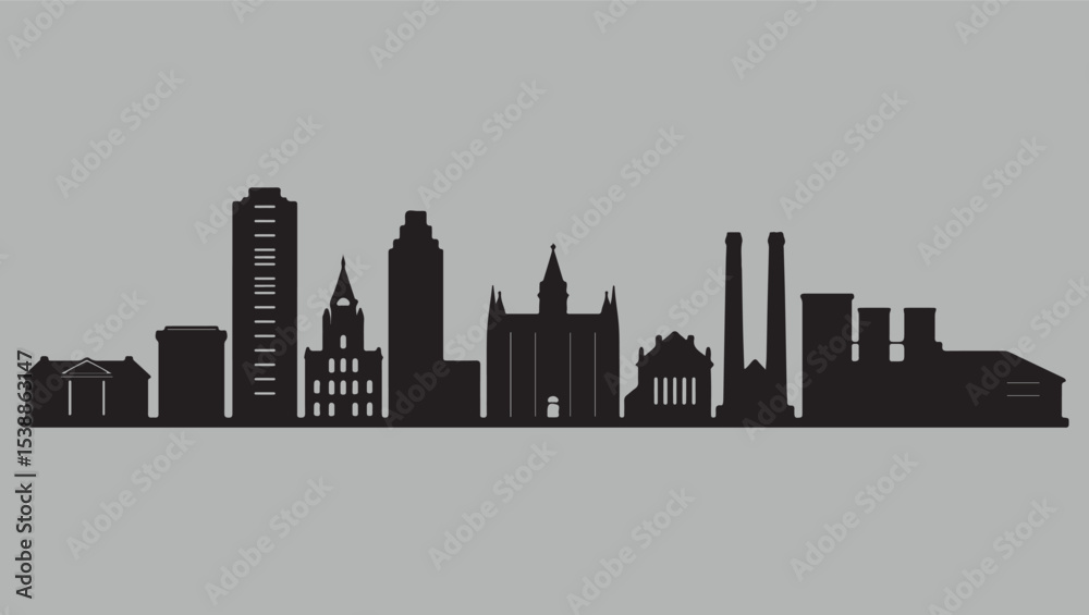 Naklejka premium Cityscape Silhouette Illustration