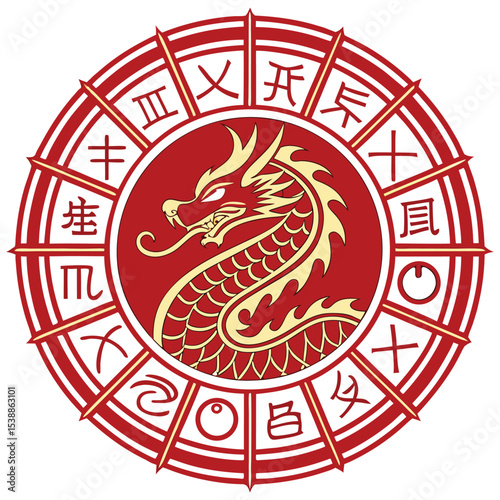 Chinese zodiac dragon wheel design for year of the dragon