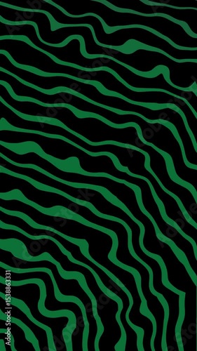 Abstract Seamless Zebra Pattern with Dark Green Stripes on a Black Background