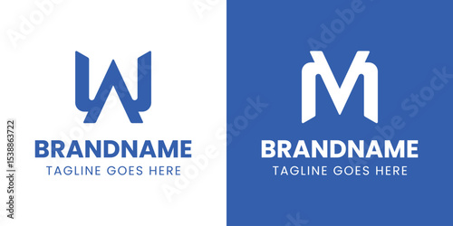 Letters WA or VM Monogram Logo, suitable for any business with WA AW VM MV initials