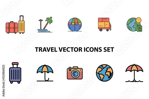 Travel Vector Icons Set for Tourism and Vacation Concepts