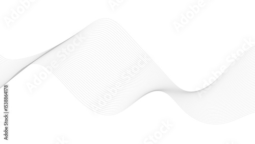 Thin wavy line abstract background. Wavy line horizontal divider outline minimalist background. Abstract black lines wave curve motion on white background. Vector Illustration.
