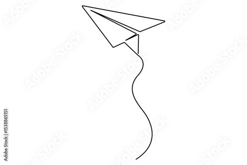 Continuous one line Paper plane concept outline isolated on white background illustration
