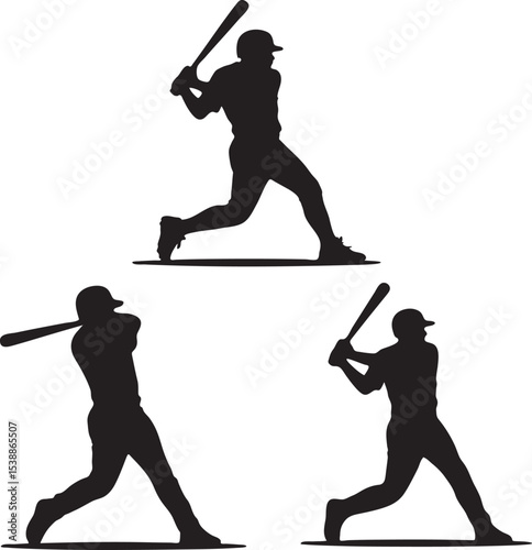 Baseball Player Swinging Bat Silhouette Icon